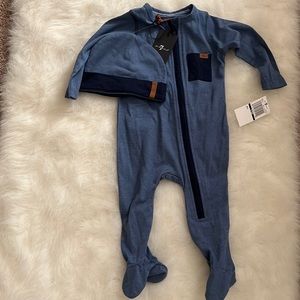 Baby Boy Seven Jeans onesie with hat